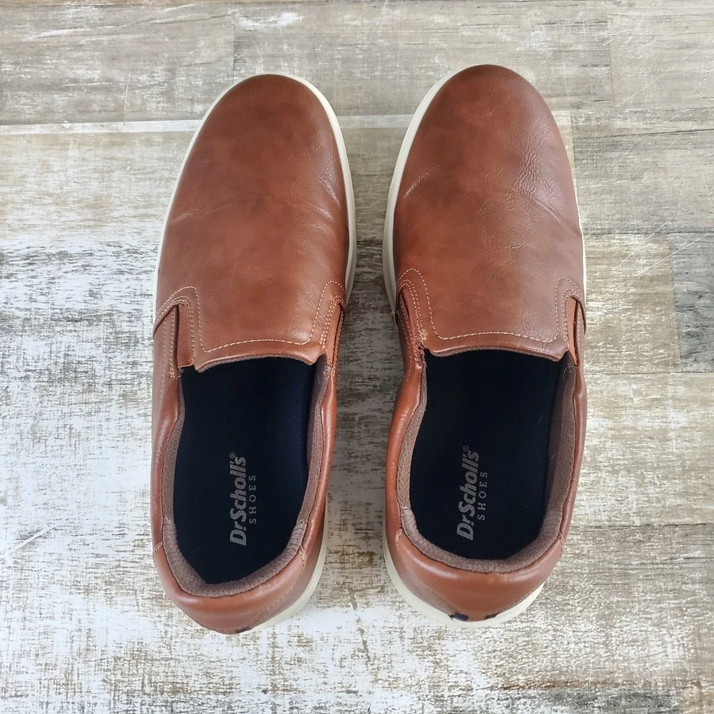 Dr. Scholls Madison CFX Mens Shoe Sz 11 W Brown Pebbled Leather‎ Slip on Sneaker